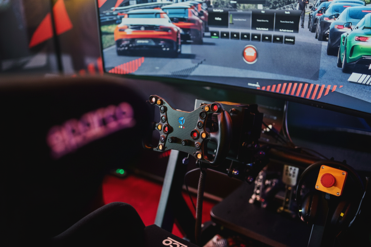 View of a Sim-Racing Simulator