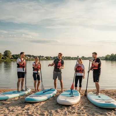 An instructor explaining how to use SUP boards