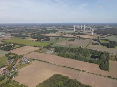 Panoramic view of fields from the air