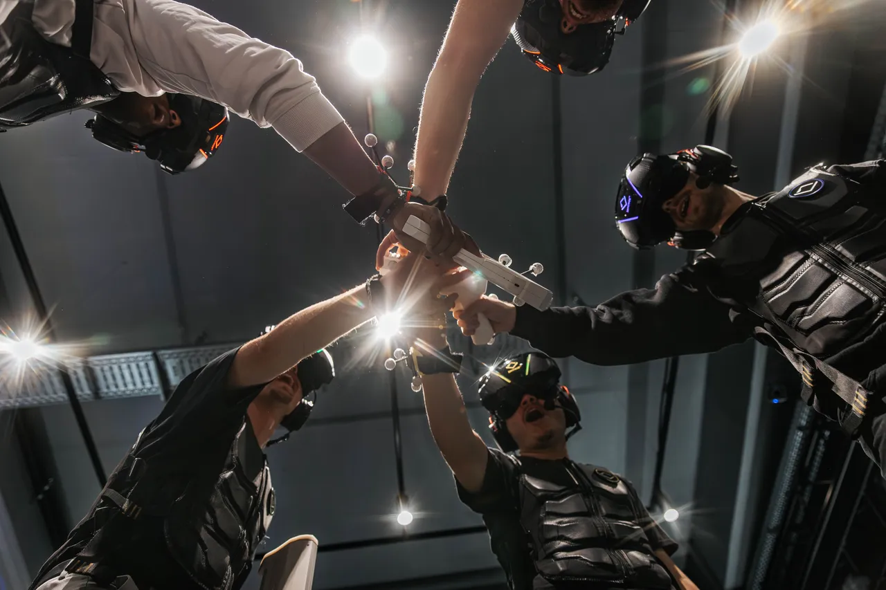 A group of people playing a virtual adventure