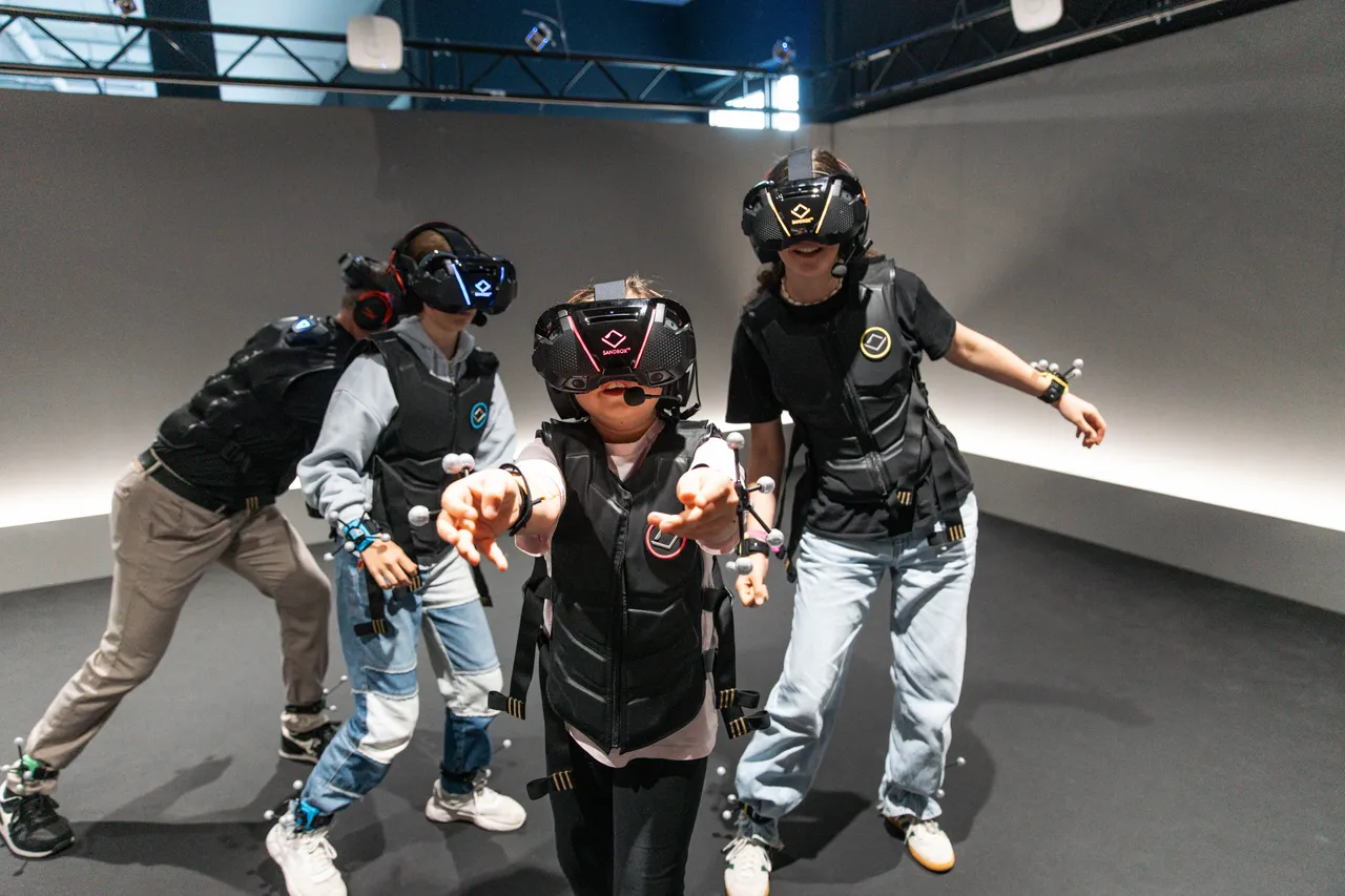 A group of people playing a virtual adventure