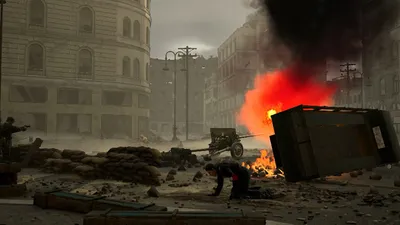 360° VR animation depicting a destroyed Vienna street during the final days of World War II