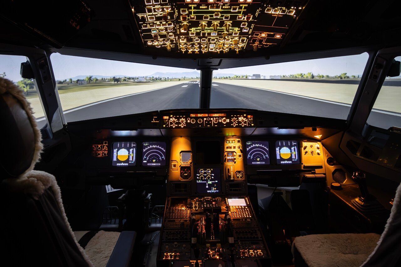 Cockpit of A320 flight simulator