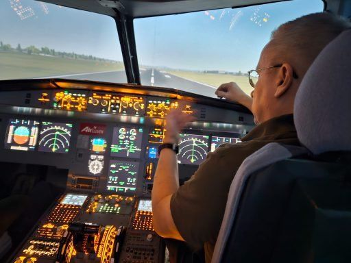 Cockpit of A320 flight simulator
