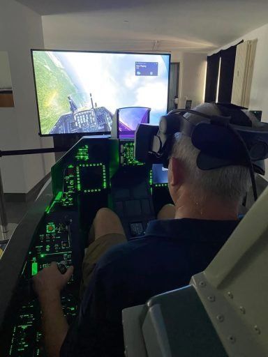 Man in a flight simulator